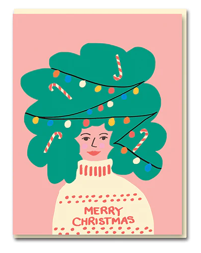 Christmas Hair Girl Card