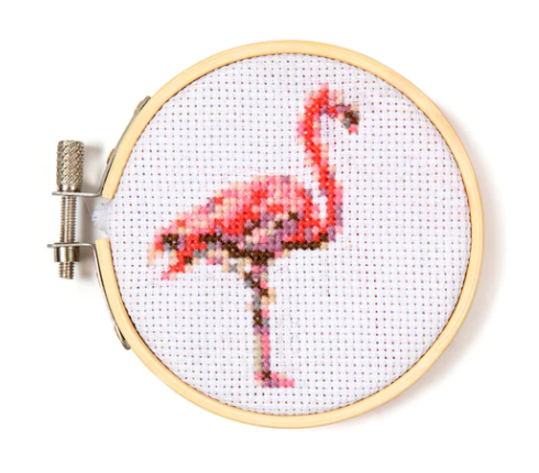 Mini Cross Stitch Embroidery Kit Flamingo