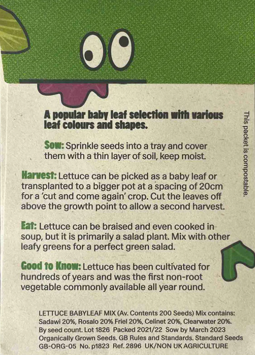 Organic Seeds: Baby Leaf Mix Lettuce