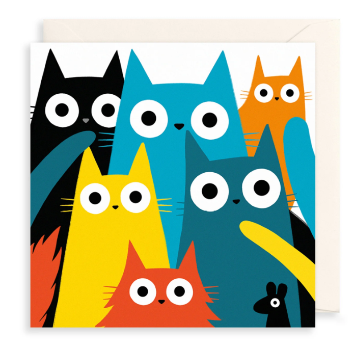 Colourful Cats Greetings Card