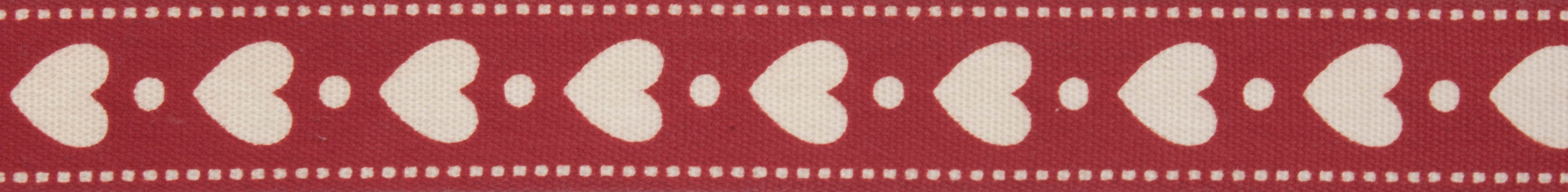 Natural Trim- 5m x 15mm - Hearts - Red