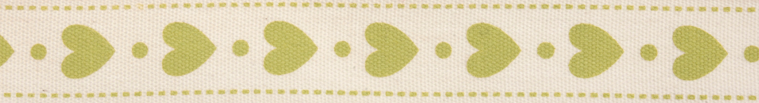 Natural Trim- 5m x 15mm - Hearts - Lime Green