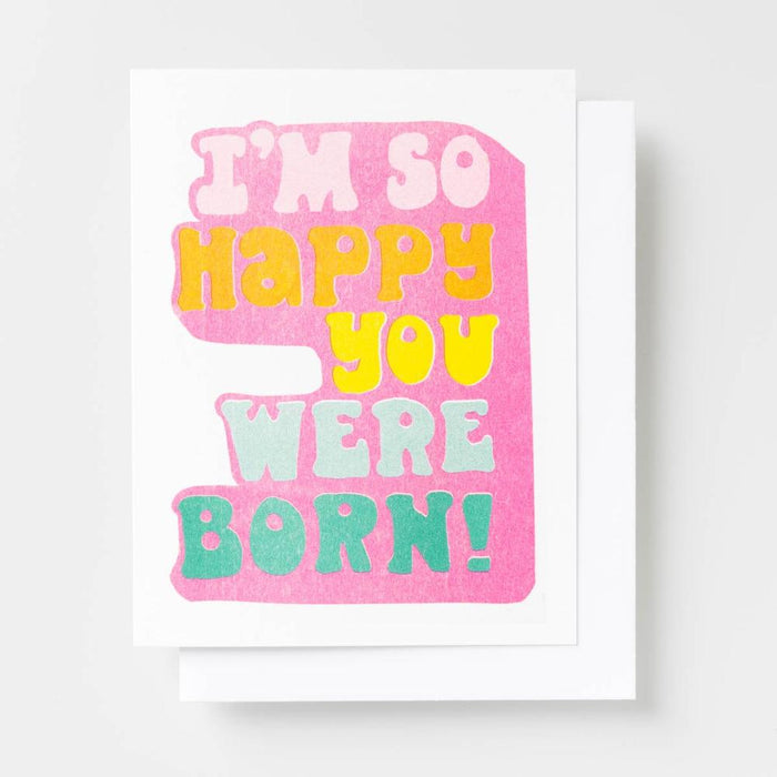 Yellow Owl Workshop So Happy You Were Born Riso Card