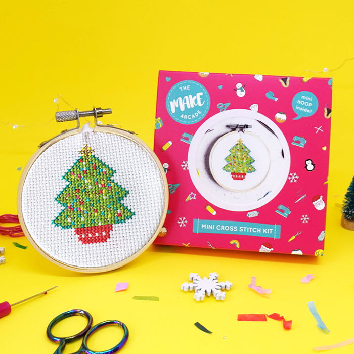 The Make Arcade - Mini Cross Stitch Kit - Christmas Tree