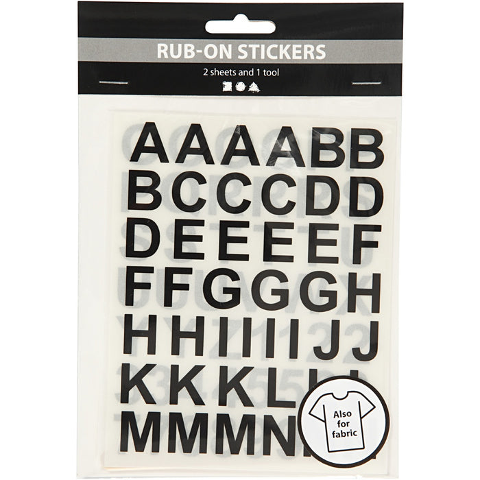 Rub-on Stickers Letters and Numbers: Black