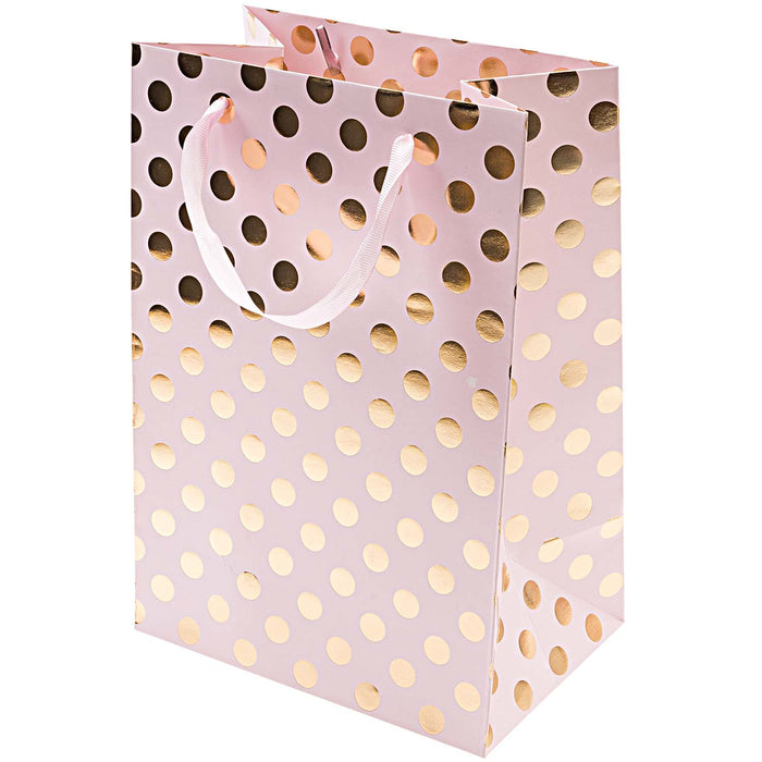 Gift Bag Pink With Gold Dots