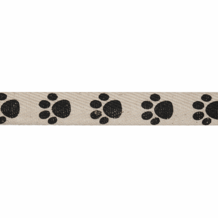 Natural Trim- 5m x 15mm - Paw Prints - Black