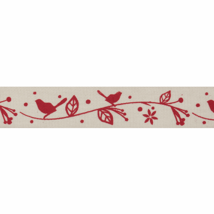Natural Trim- 5m x 15mm - Bird Garland - Red