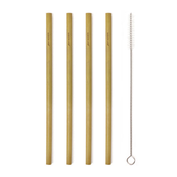 Natural Bamboo Straws Set of 8 & Brush