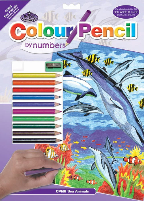 Colour Pencil By Numbers - Sea Animals