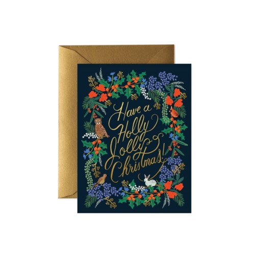 Holly Jolly Christmas Greetings Card