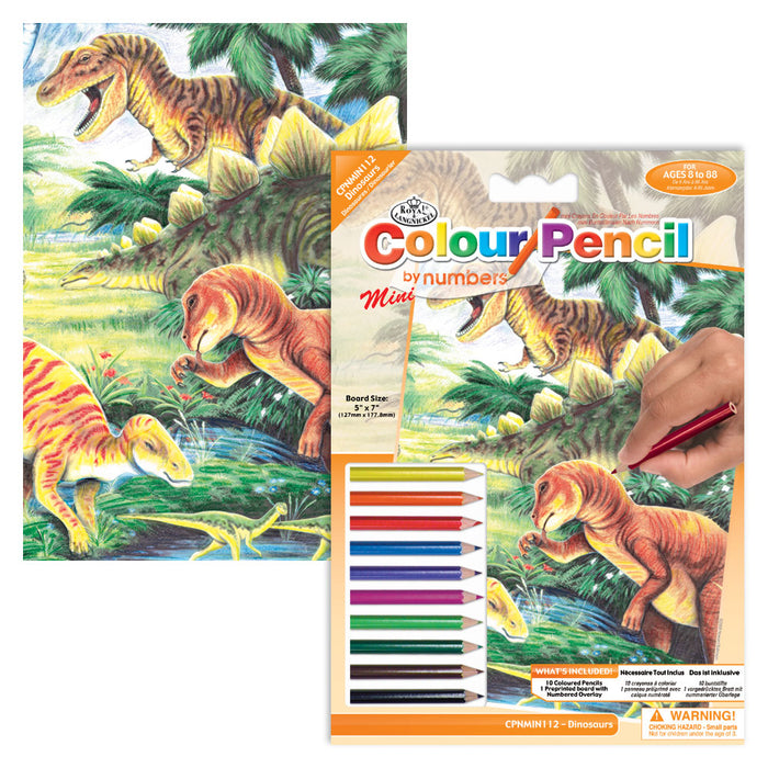 Colour Pencil By Numbers Mini -  Dinosaur Fun