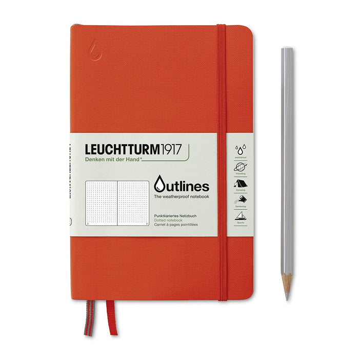 Leuchtturm1917 - Signal Orange Outlines Notebook Paperback 150 g/m? nautical chart paper 89 p. dotted