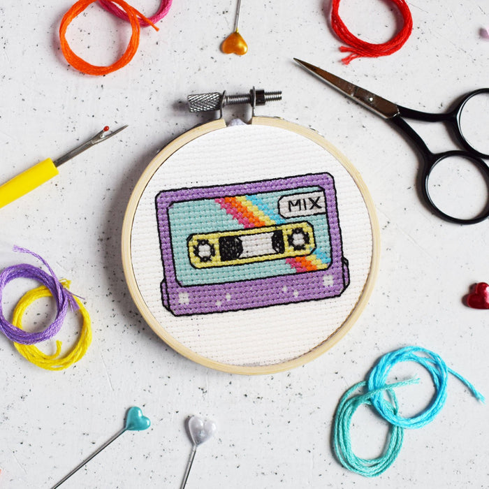 The Make Arcade - Mini Cross Stitch - Retro Cassette