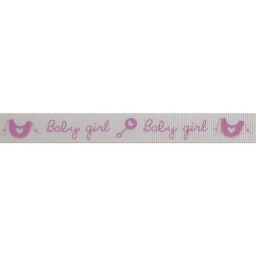 Grosgrain - Baby Girl Rattle & Bib - Pink - 5m x 15mm