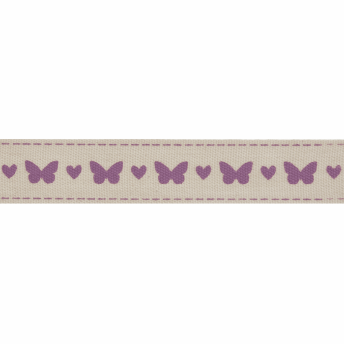 Natural Trim- 5m x 15mm - Butterflies - Lilac