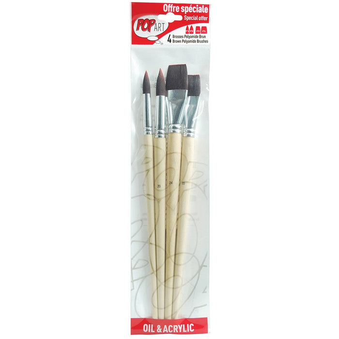 Pebeo Oil & Acrylic Stiff Brush Set of 4
