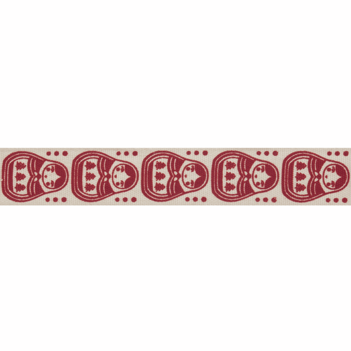 Natural Trim- 5m x 15mm - Owls - Red